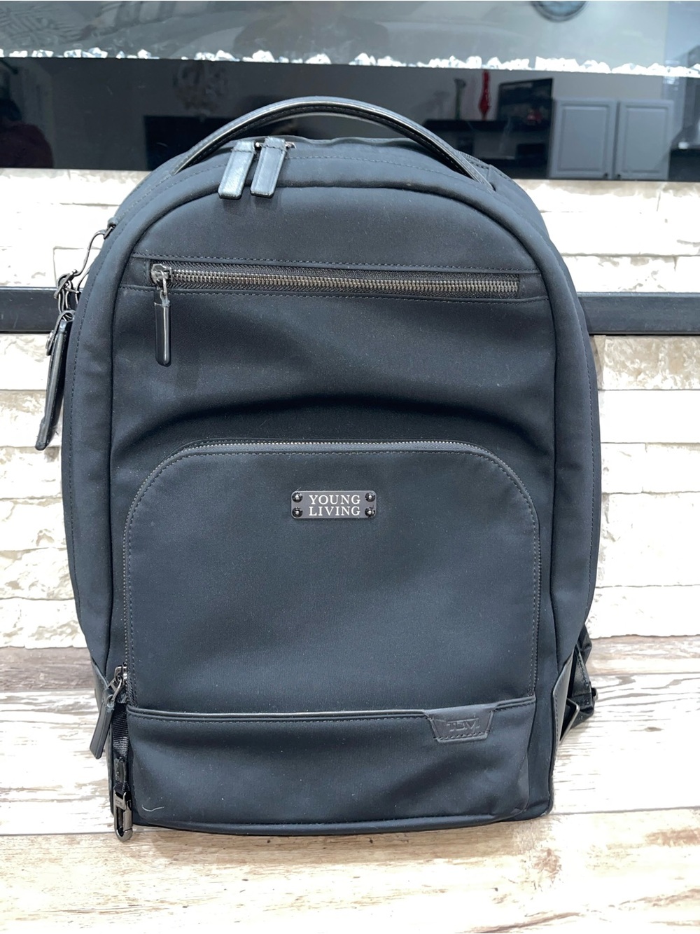 Tumi Harrison Warren Backpack Black Leather/Nylon Unisex. Branded